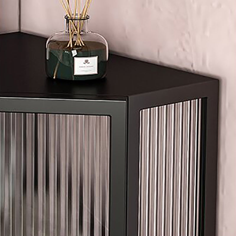 Modern Style Kitchen Server Glass Door Iron Frame Server for Living Room Clearhalo 'buffet_sideboard' 'Buffets & Sideboards' 'furn' 'furn_buffet_sideboard' 'Furniture' 'Kitchen & Dining Furniture' 5379288