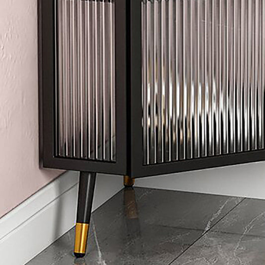 Modern Style Kitchen Server Glass Door Iron Frame Server for Living Room Clearhalo 'buffet_sideboard' 'Buffets & Sideboards' 'furn' 'furn_buffet_sideboard' 'Furniture' 'Kitchen & Dining Furniture' 5379289