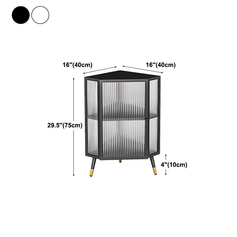Modern Style Kitchen Server Glass Door Iron Frame Server for Living Room Clearhalo 'buffet_sideboard' 'Buffets & Sideboards' 'furn' 'furn_buffet_sideboard' 'Furniture' 'Kitchen & Dining Furniture' 5379291