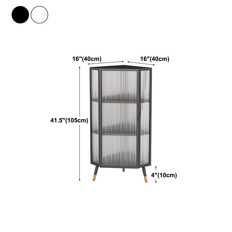 Modern Style Kitchen Server Glass Door Iron Frame Server for Living Room Clearhalo 'buffet_sideboard' 'Buffets & Sideboards' 'furn' 'furn_buffet_sideboard' 'Furniture' 'Kitchen & Dining Furniture' 5379292