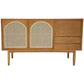 Contemporary Sideboard Rattan Doors 36-inch Height Wood Cupboard for Living Room