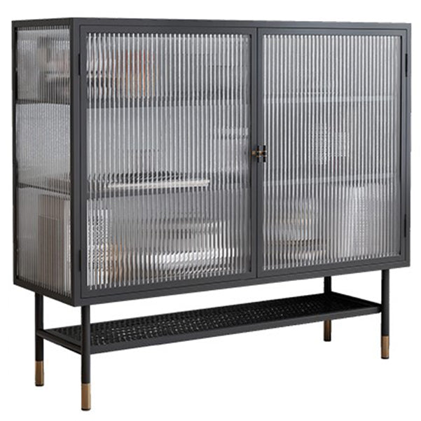 Iron Soggiorno del salotto del salotto mobile moderno server moderno con archiviazione e porta di vetro