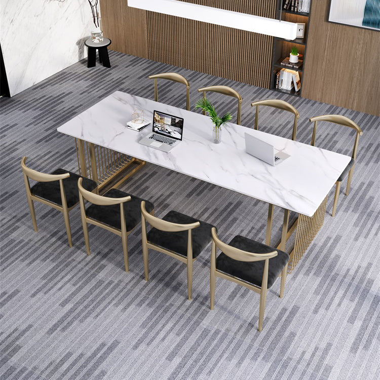 Scrivania per ufficio in stile industriale rettangolo di scrittura di marmo artificiale