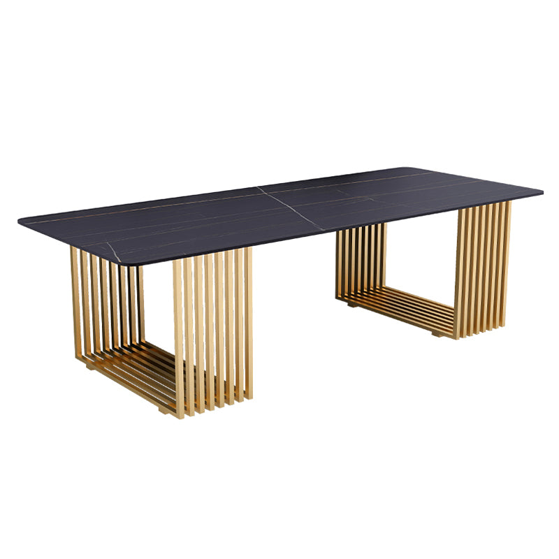 Curved Meeting Table Office Artificial Marble Luxury Writing Desk Black-Gold Clearhalo 'furn' 'furn_office_desk' 'Furniture' 'Office Desks' 'Office Furniture' 'office_desk' 5379450