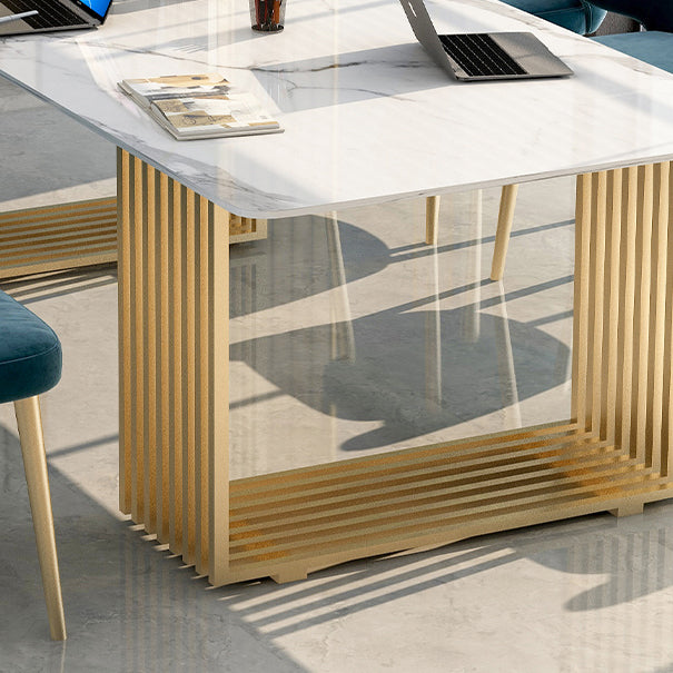 Curved Meeting Table Office Artificial Marble Luxury Writing Desk Clearhalo 'furn' 'furn_office_desk' 'Furniture' 'Office Desks' 'Office Furniture' 'office_desk' 5379452