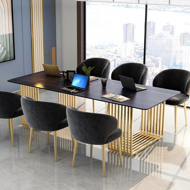 Curved Meeting Table Office Artificial Marble Luxury Writing Desk Clearhalo 'furn' 'furn_office_desk' 'Furniture' 'Office Desks' 'Office Furniture' 'office_desk' 5379455