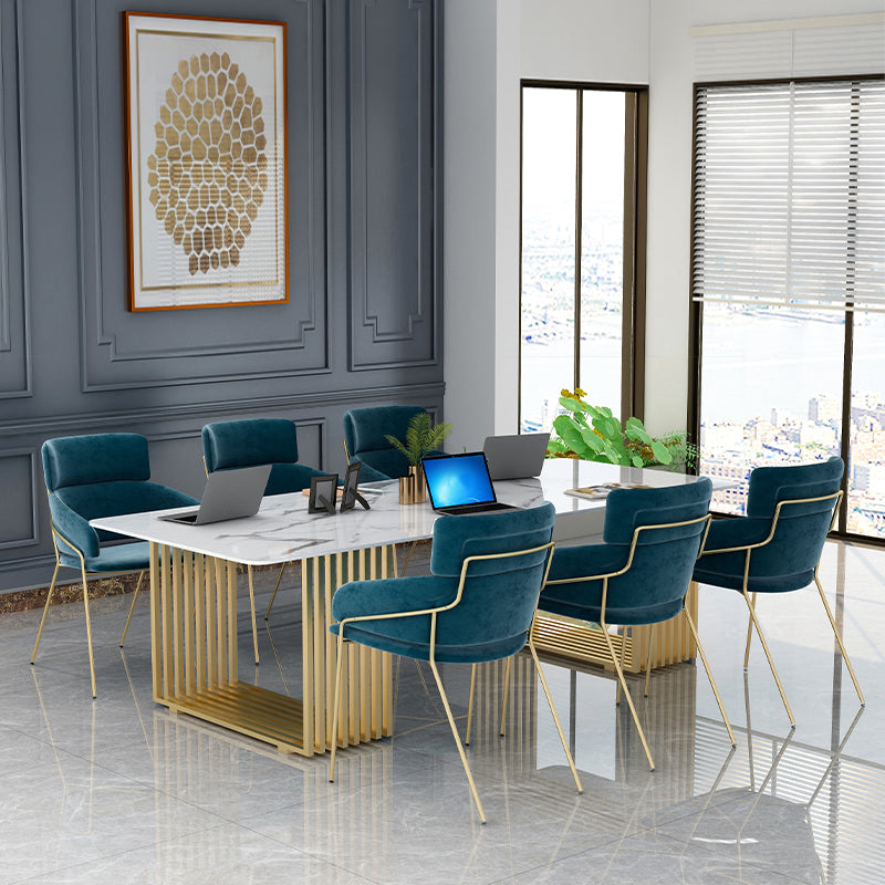 Curved Meeting Table Office Artificial Marble Luxury Writing Desk Clearhalo 'furn' 'furn_office_desk' 'Furniture' 'Office Desks' 'Office Furniture' 'office_desk' 5379457