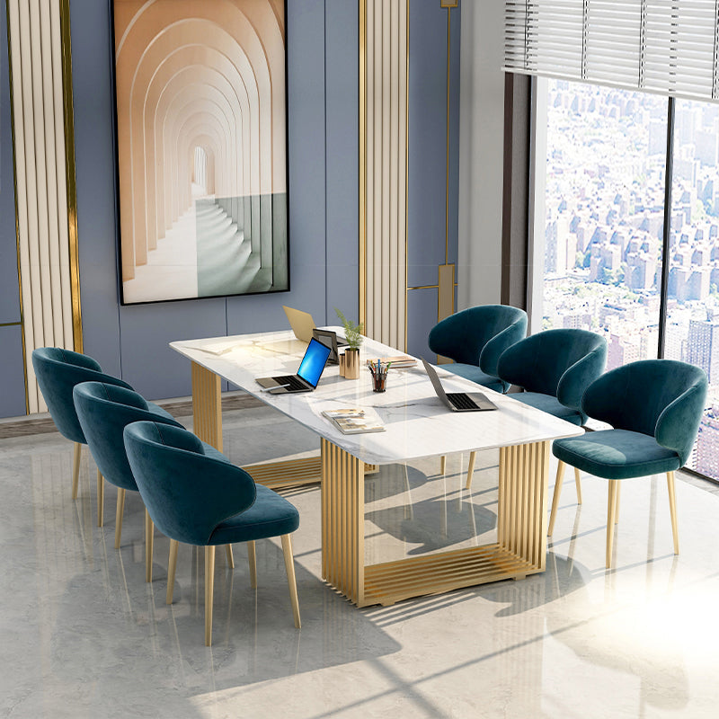 Curved Meeting Table Office Artificial Marble Luxury Writing Desk Clearhalo 'furn' 'furn_office_desk' 'Furniture' 'Office Desks' 'Office Furniture' 'office_desk' 5379458