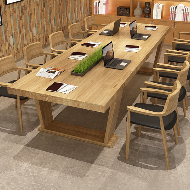 Mesa de reuniones de rectángulo de madera sólida de la oficina en casa escritura de escritura moderna