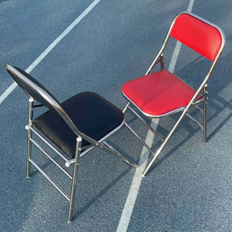 Edelstahl Rahmenkonferenzstuhl Armless Leder Rücken- und Sitzstuhl