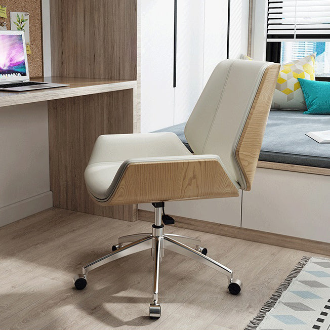 Sedia da scrivania senza braccio posteriore a medio moderna sedia da task in pelle finta