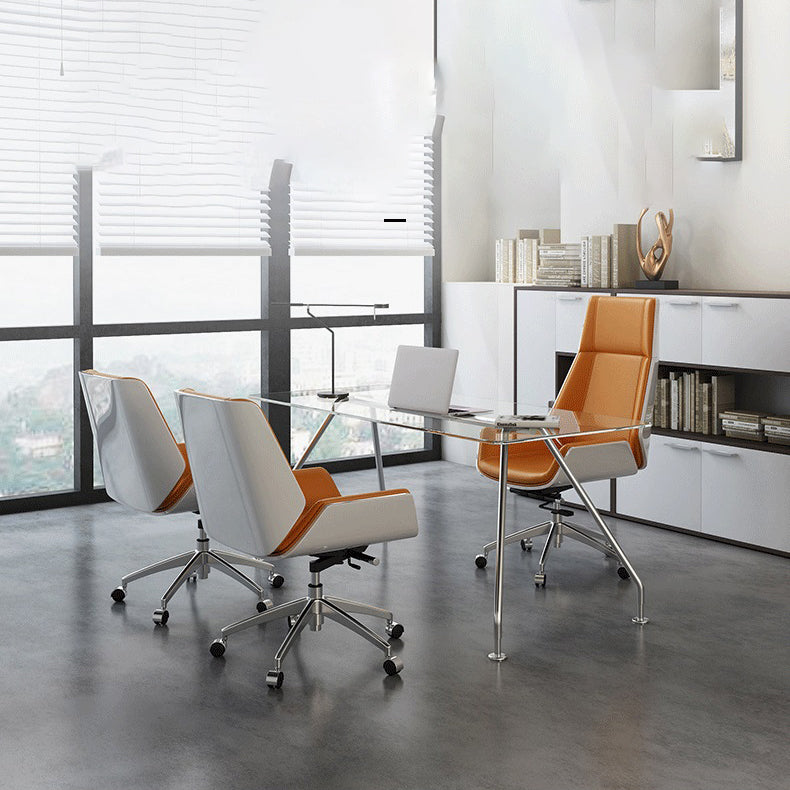 Sedia da scrivania senza braccio posteriore a medio moderna sedia da task in pelle finta