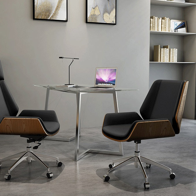 Sedia da scrivania senza braccio posteriore a medio moderna sedia da task in pelle finta