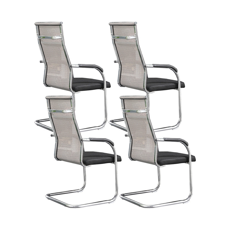 Modern Fixed Arms Office Chair High Back and Mid-Back Home Chair 4 Piece Set High-Back (Over 22 in.) Brown Clearhalo 'furn' 'furn_office_chair' 'Furniture' 'Office Chairs' 'Office Furniture' 'office_chair' 5379696