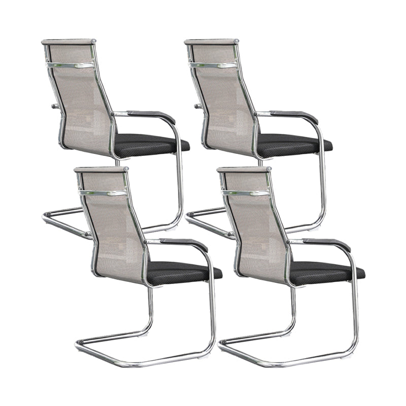 Modern Fixed Arms Office Chair High Back and Mid-Back Home Chair 4 Piece Set Mid-Back (14-22 in.) Brown Clearhalo 'furn' 'furn_office_chair' 'Furniture' 'Office Chairs' 'Office Furniture' 'office_chair' 5379701