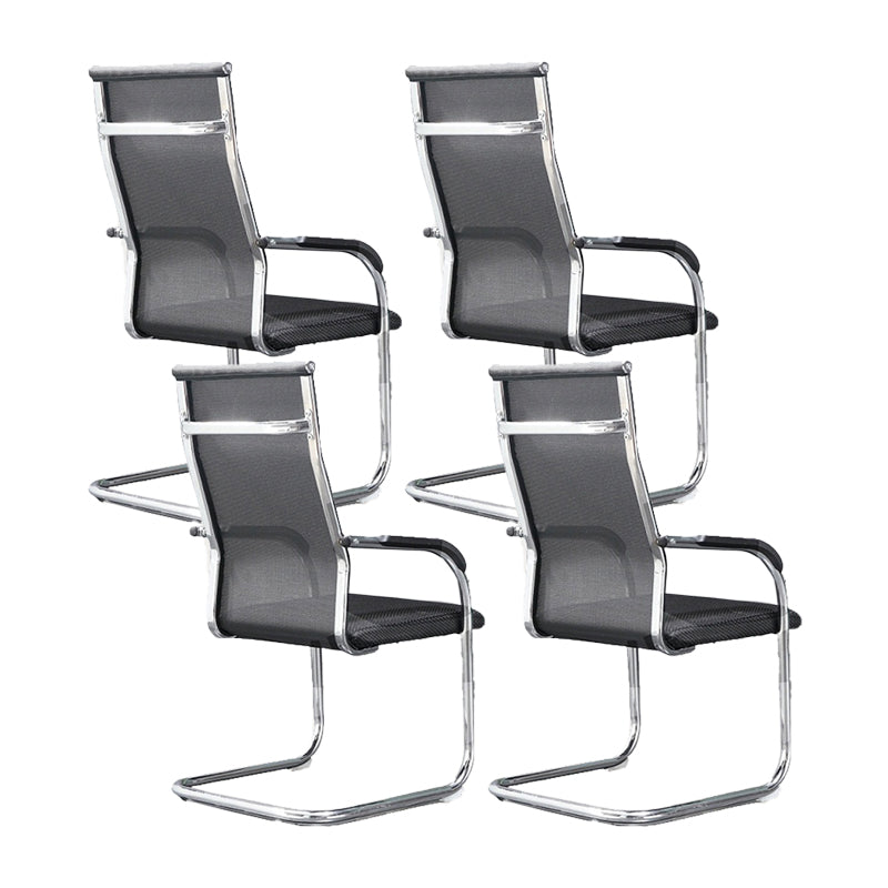 Modern Fixed Arms Office Chair High Back and Mid-Back Home Chair 4 Piece Set Mid-Back (14-22 in.) Black Clearhalo 'furn' 'furn_office_chair' 'Furniture' 'Office Chairs' 'Office Furniture' 'office_chair' 5379707
