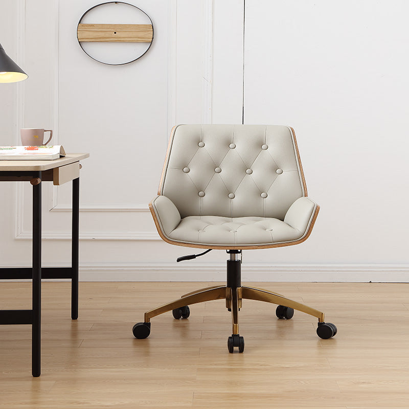 Mid Back Desk Chair Modern Faux Leather Armless Working Chair Clearhalo 'furn' 'furn_office_chair' 'Furniture' 'Office Chairs' 'Office Furniture' 'office_chair' 5379714