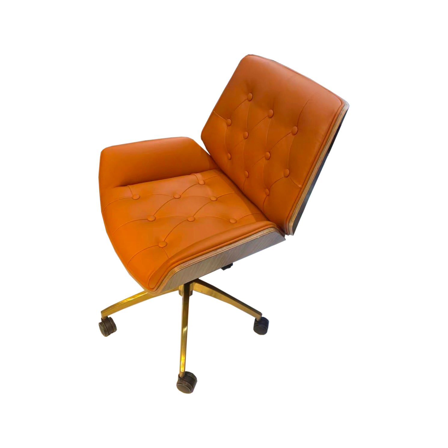 Mid Back Desk Chair Modern Faux Leather Armless Working Chair Orange 1 Piece Clearhalo 'furn' 'furn_office_chair' 'Furniture' 'Office Chairs' 'Office Furniture' 'office_chair' 5379715