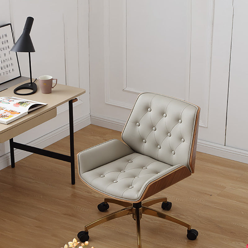 Mid Back Desk Chair Modern Faux Leather Armless Working Chair Clearhalo 'furn' 'furn_office_chair' 'Furniture' 'Office Chairs' 'Office Furniture' 'office_chair' 5379721