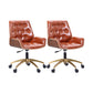 Mid Back Desk Chair Modern Faux Leather Armless Working Chair Brown 2 Piece Set Clearhalo 'furn' 'furn_office_chair' 'Furniture' 'Office Chairs' 'Office Furniture' 'office_chair' 5379728