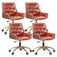 Mid Back Desk Chair Modern Faux Leather Armless Working Chair Brown 4 Piece Set Clearhalo 'furn' 'furn_office_chair' 'Furniture' 'Office Chairs' 'Office Furniture' 'office_chair' 5379730