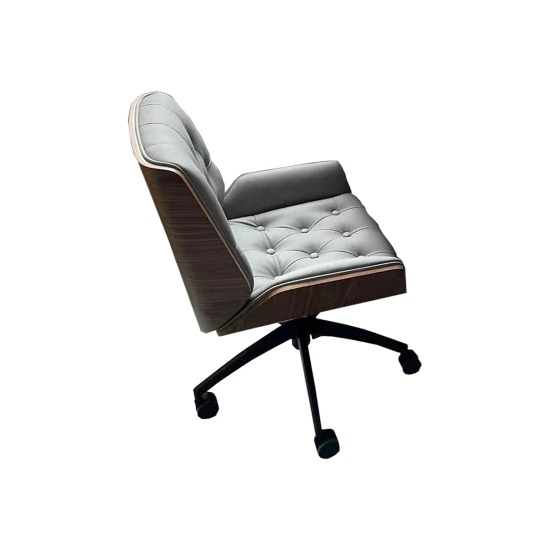 Mid Back Desk Chair Modern Faux Leather Armless Working Chair Gray Black 1 Piece Clearhalo 'furn' 'furn_office_chair' 'Furniture' 'Office Chairs' 'Office Furniture' 'office_chair' 5379737