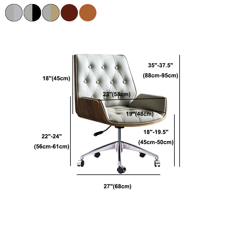 Mid Back Desk Chair Modern Faux Leather Armless Working Chair Clearhalo 'furn' 'furn_office_chair' 'Furniture' 'Office Chairs' 'Office Furniture' 'office_chair' 5379740