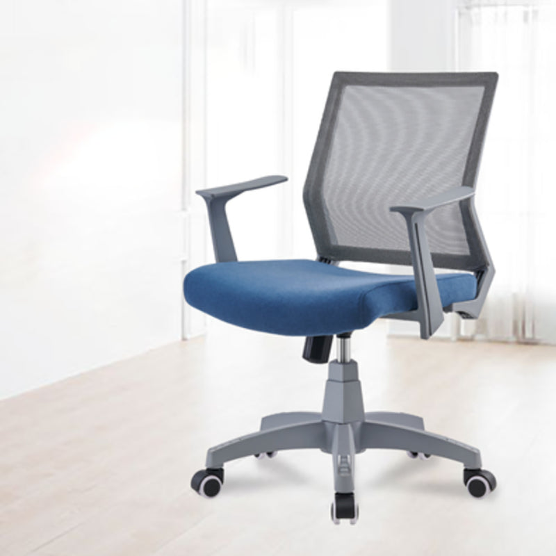 Mesh Mid Back Desk Chair Contemporary Fixed Arms Bureau stoel met wielen