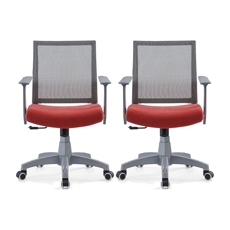 Mesh Mid Back Desk Chair Contemporary Fixed Arms Bureau stoel met wielen