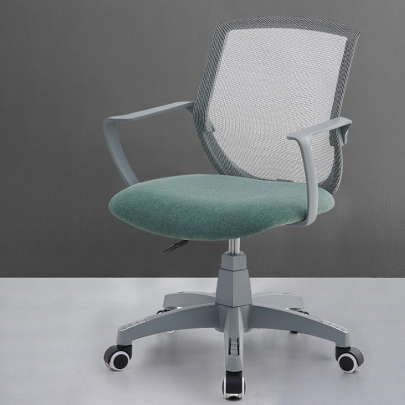 Mesh Mid Back Desk Chair Contemporary Fixed Arms Bureau stoel met wielen