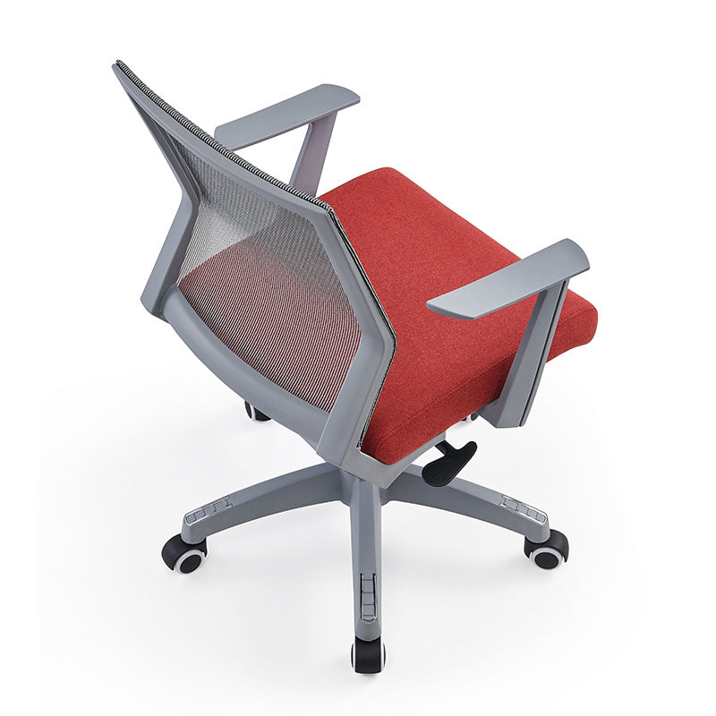 Mesh Mid Back Desk Chair Contemporary Fixed Arms Bureau stoel met wielen