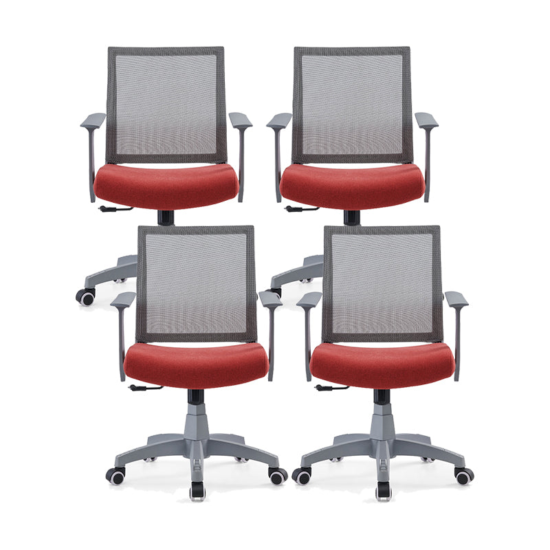 Mesh Mid Back Desk Chair Contemporary Fixed Arms Bureau stoel met wielen