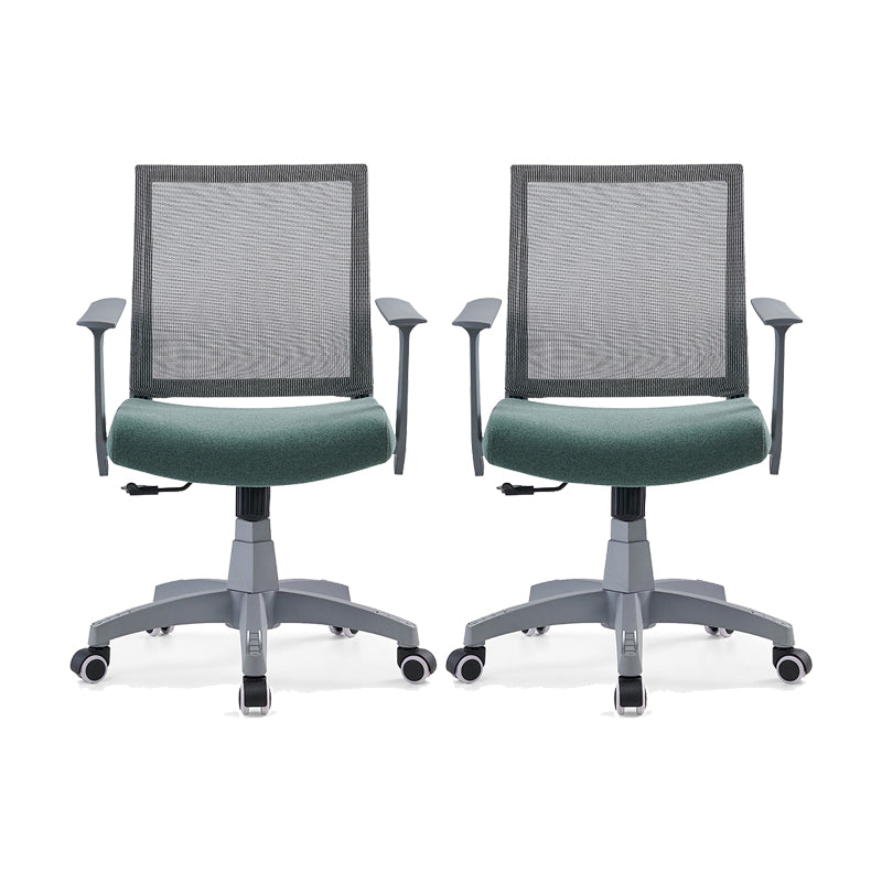 Mesh Mid Back Desk Chair Contemporary Fixed Arms Bureau stoel met wielen