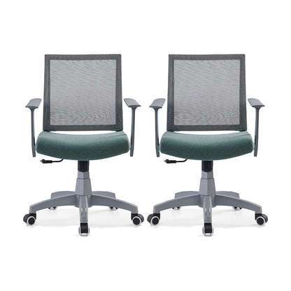 Mesh Mid Back Desk Chair Contemporary Fixed Arms Bureau stoel met wielen