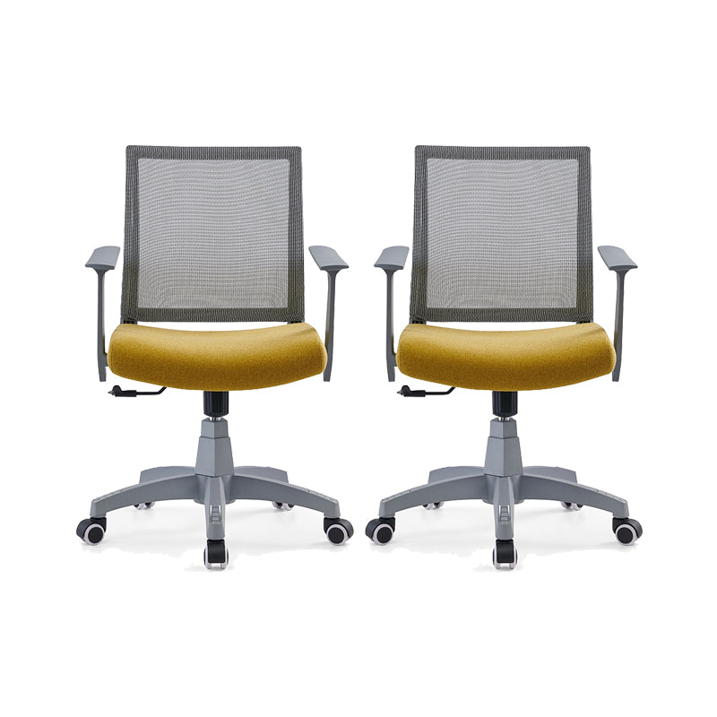 Mesh Mid Back Desk Chair Contemporary Fixed Arms Bureau stoel met wielen
