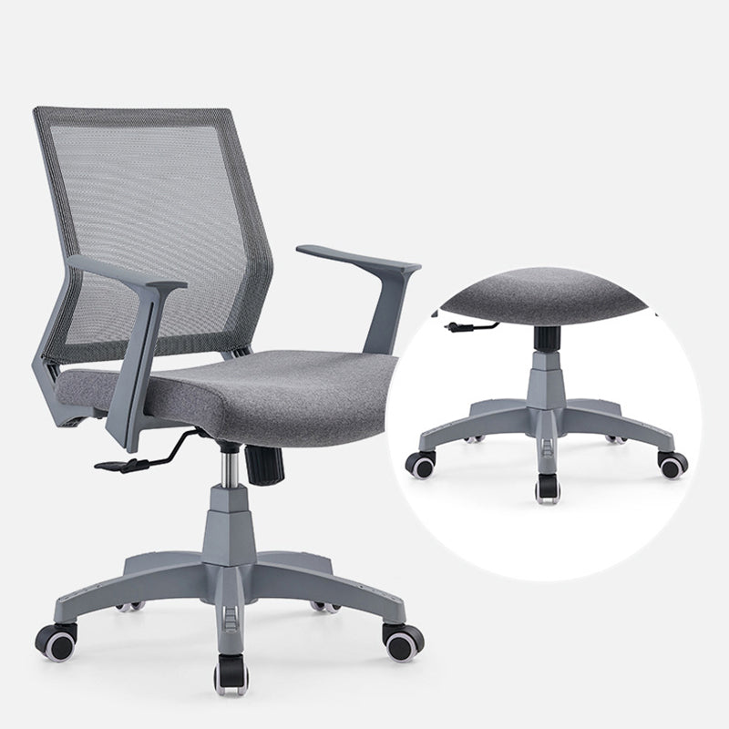 Mesh Mid Back Desk Chair Contemporary Fixed Arms Bureau stoel met wielen