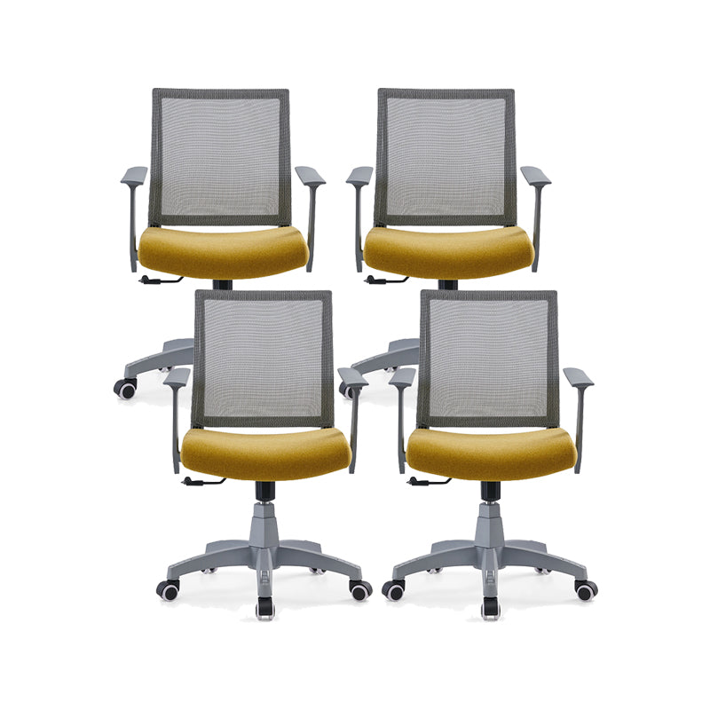 Mesh Mid Back Desk Chair Contemporary Fixed Arms Bureau stoel met wielen