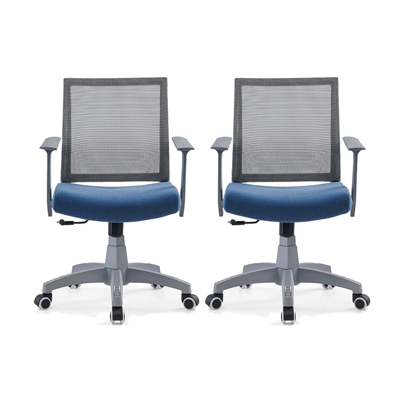 Mesh Mid Back Desk Chair Contemporary Fixed Arms Bureau stoel met wielen