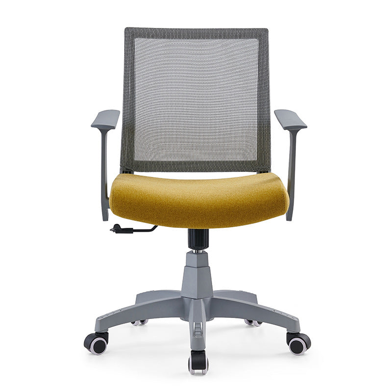 Mesh Mid Back Desk Chair Contemporary Fixed Arms Bureau stoel met wielen