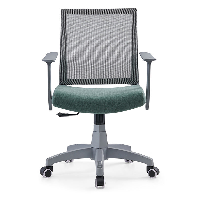 Mesh Mid Back Desk Chair Contemporary Fixed Arms Bureau stoel met wielen