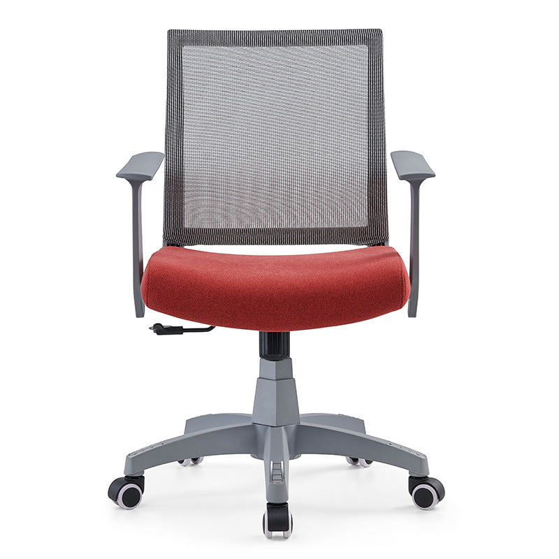 Mesh Mid Back Desk Chair Contemporary Fixed Arms Bureau stoel met wielen