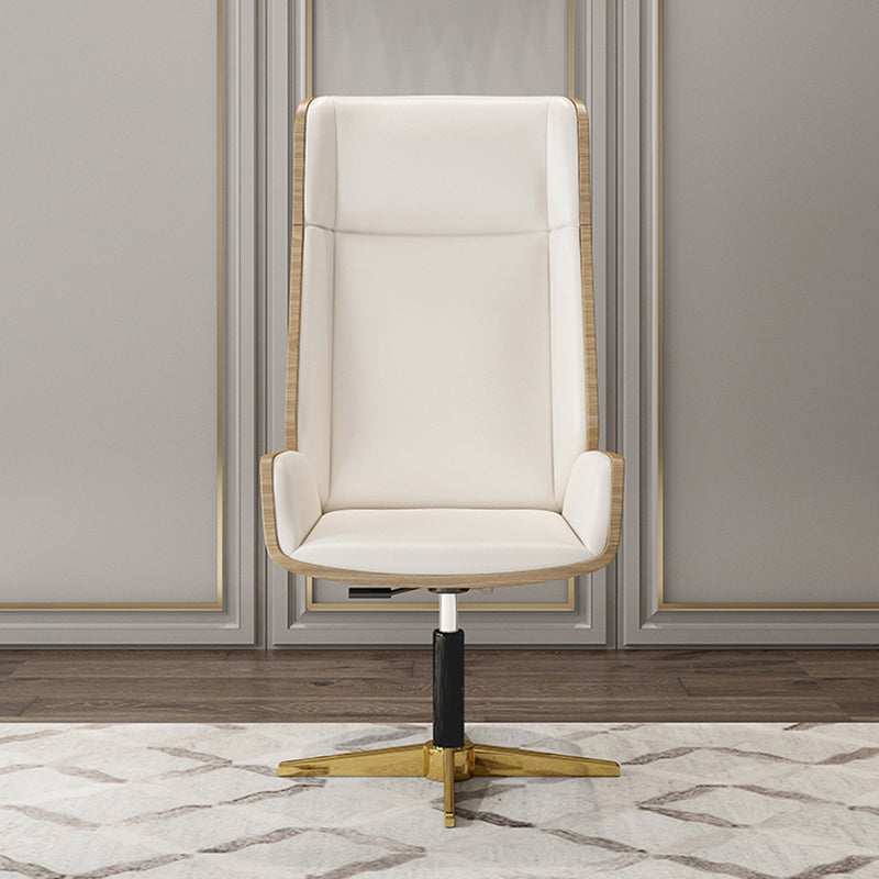 Executive Swivel Office Chair Modern High Back Desk Chair with Armless Without Casters White Clearhalo 'furn' 'furn_office_chair' 'Furniture' 'Office Chairs' 'Office Furniture' 'office_chair' 5379828