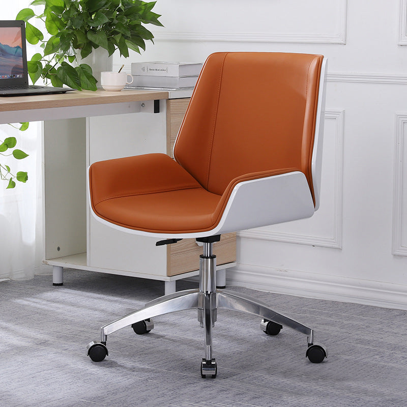 Modern Black Leather Desk -stoel met mid -back huis bureau stoel