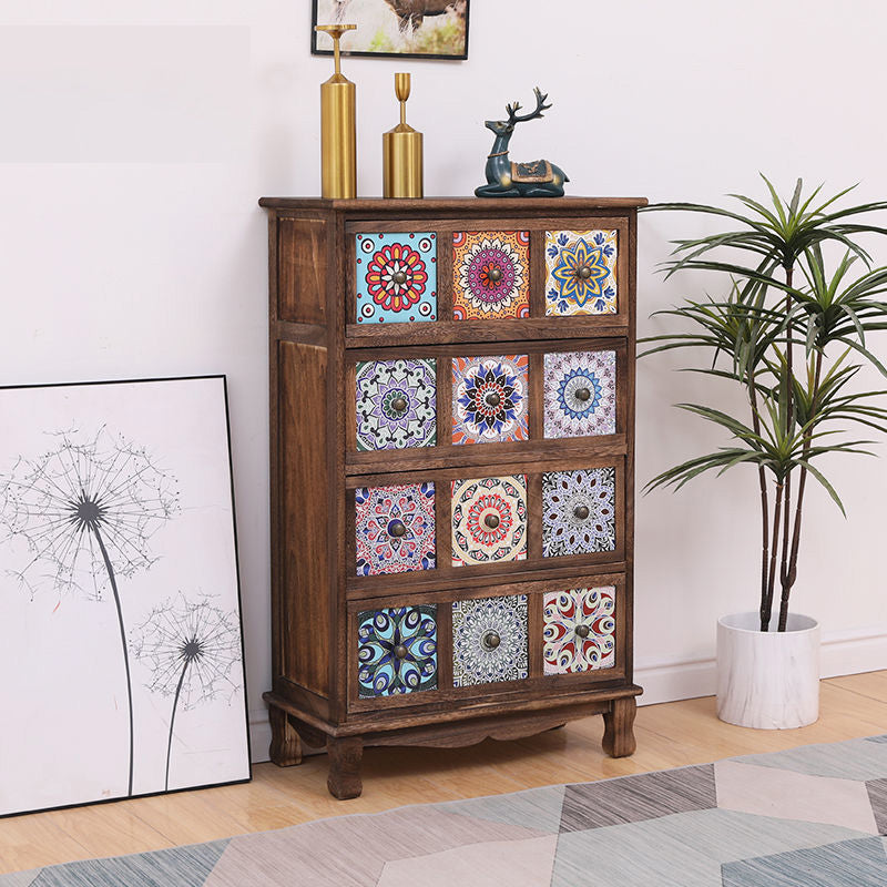 Brown Storage Chest Traditional Style Wooden Storage Chest Dresser with Drawers 24"L x 11.8"W x 39.4"H Dark Brown Clearhalo 'Bedroom Furniture' 'Dressers & Chests' 'dressers_chests' 'furn' 'furn_dressers_chests' 'Furniture' 5379966