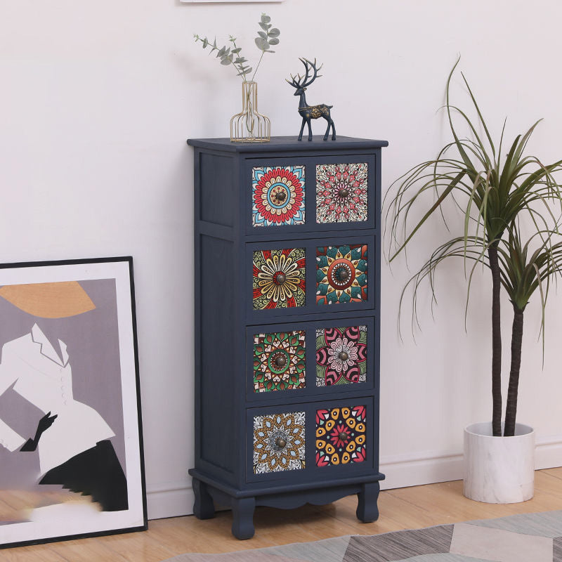 Brown Storage Chest Traditional Style Wooden Storage Chest Dresser with Drawers 17"L x 12"W x 39"H Blue Clearhalo 'Bedroom Furniture' 'Dressers & Chests' 'dressers_chests' 'furn' 'furn_dressers_chests' 'Furniture' 5379968