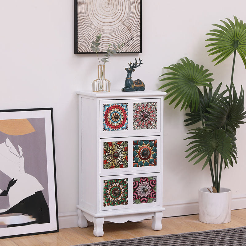 Brown Storage Chest Traditional Style Wooden Storage Chest Dresser with Drawers 17"L x 12"W x 31"H White Clearhalo 'Bedroom Furniture' 'Dressers & Chests' 'dressers_chests' 'furn' 'furn_dressers_chests' 'Furniture' 5379974