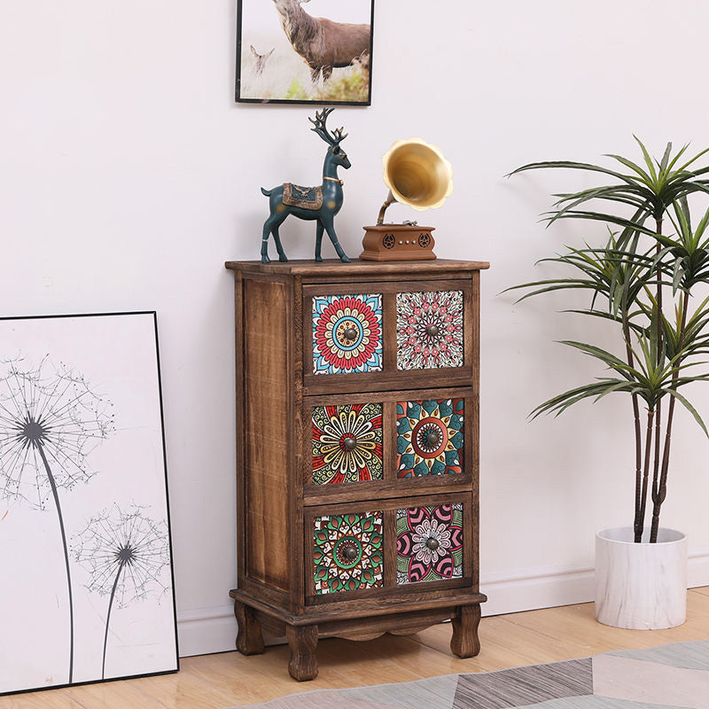 Brown Storage Chest Traditional Style Wooden Storage Chest Dresser with Drawers 17"L x 12"W x 31"H Brown Clearhalo 'Bedroom Furniture' 'Dressers & Chests' 'dressers_chests' 'furn' 'furn_dressers_chests' 'Furniture' 5379978