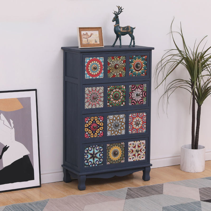 Brown Storage Chest Traditional Style Wooden Storage Chest Dresser with Drawers 24"L x 11.8"W x 39.4"H Blue Clearhalo 'Bedroom Furniture' 'Dressers & Chests' 'dressers_chests' 'furn' 'furn_dressers_chests' 'Furniture' 5379981