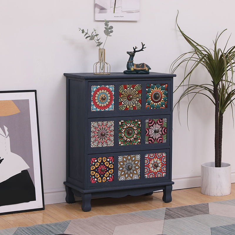 Brown Storage Chest Traditional Style Wooden Storage Chest Dresser with Drawers 24"L x 12"W x 31"H Blue Clearhalo 'Bedroom Furniture' 'Dressers & Chests' 'dressers_chests' 'furn' 'furn_dressers_chests' 'Furniture' 5379983