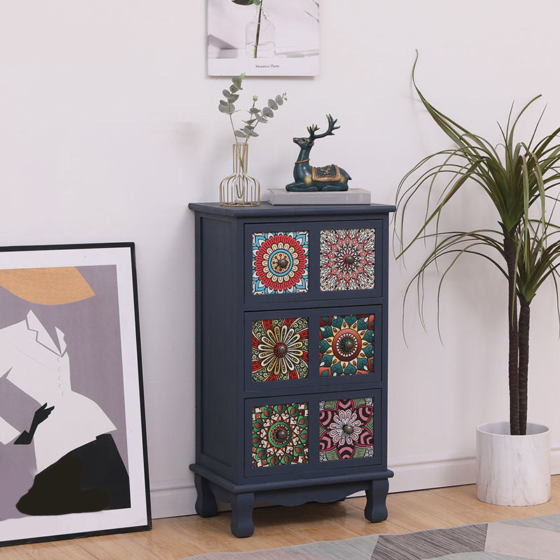 Brown Storage Chest Traditional Style Wooden Storage Chest Dresser with Drawers 17"L x 12"W x 31"H Blue Clearhalo 'Bedroom Furniture' 'Dressers & Chests' 'dressers_chests' 'furn' 'furn_dressers_chests' 'Furniture' 5379987